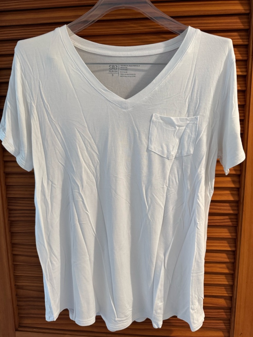 ALBION White V-Neck Pocket Tee